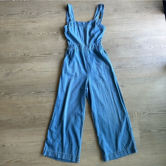 Madewell Denim Apron Bow-Back Jumpsuit size 00 - Picture 5 of 11